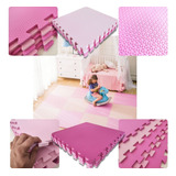 Kit 10 Tapete Eva Infantil 50x50 Rosa Menina 2,5m + 20 Borda