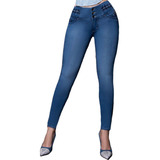 Jeans Mujer Pantalón Colombiano Mezclilla Strech Push Up P53