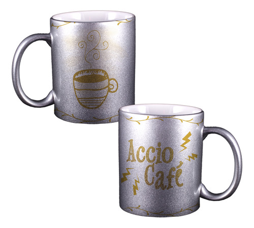 Taza Plateada Harry Potter Accio Café Divertida