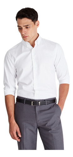 Camisa Macowens Vestir En Ratier Blanca Hombre 44106017