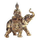 Buda Sobre Elefante Dorado De La Buena Suerte Figura Zen