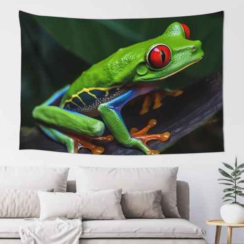 Adanti Red Eyed Tree Frog Print Tapestry Decorative Wall So.