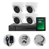 Kit Seguridad Hilook Dvr 8ch +4 Camara 720p Domo 1mp +disco