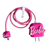 Funda Barbie Silicona Rosado Cargador Y Cable iPhone Pink 