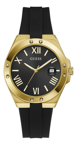 Guess Vestido De Hombre Fecha 41mm Reloj Black Dial Gold-ton