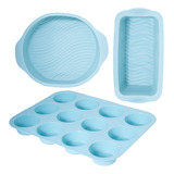 Set Kit Reposteria Moldes Silicona Tortera Muffins Budinera