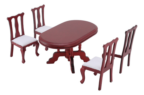 Silla De Comedor Dollhouse 1:12, Juego De Mesa De Madera En