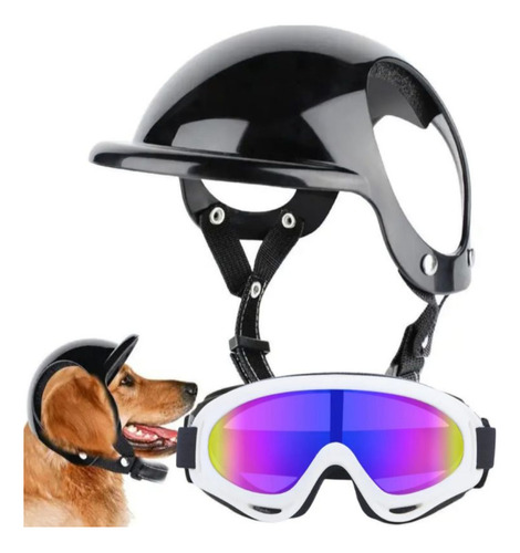 Oferta:casco Y Gafas Mascotas Perro Para Moto Y Bicicleta