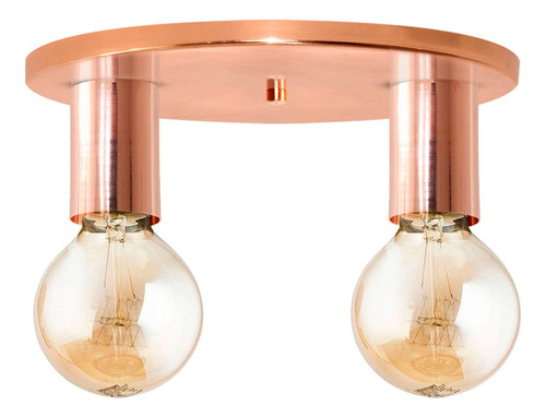 Lampara Plafon Redondo 2 Luces Led E27 Moderno Ventilador Color Cobre