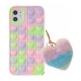 Funda Case Generica Para iPhone Pop It Corazon Con Llavero