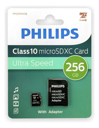 Tarjeta De Memoria Philips Micro Sd 256gb Clase 10 A1 U3 V30