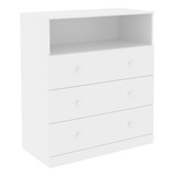 Comoda 79 Cm De Madera Modelo Elba Blanca 3 Cajones Recamara