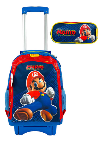 Mochila De Carrito Y Lapicera Mario Bros Chenson Primaria