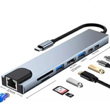 Adaptador Multi-puerto Usb Tipo C Dock Hub A Hdmi Lan 8 En 1