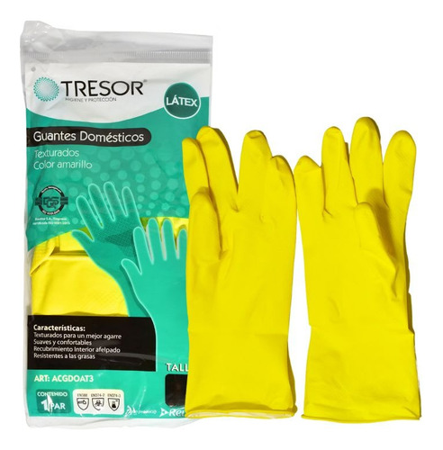 Guantes De Limpieza Domestico De Latex Tresor Talla M -1 Par