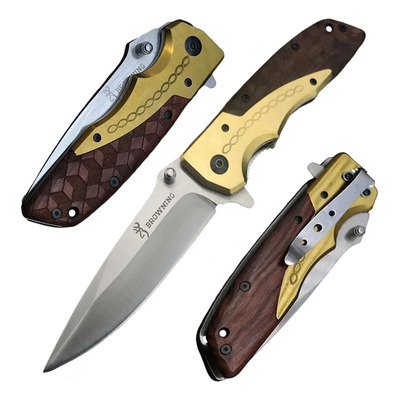 Cuchillo Táctico Browning Da77 Hoja Acero 440 9.9cm Semiautomático Color Plata