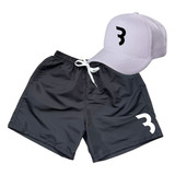 Kit Short Tactel E Boné Academia Esporte Corrida Esportivo