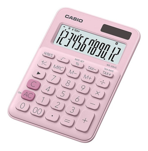 Calculadora Compacta Casio De Mesa 12 Dígitos Rosa