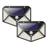 Kit 2 Luminária Solar Luz Balizador 100 Led Prova D'água Nfe