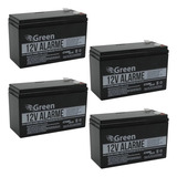 Kit 4 Baterias Selada Green 12v 7ah Amplificadores E Alarmes