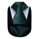 Corbata Hisdern, De Microfibra, Con Pañuelo, Elegante, Verde