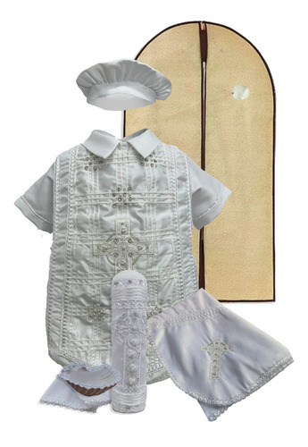 Kit Bautizo Niño Elegante Más Kit Vela Y Sábana: Mod Roberto