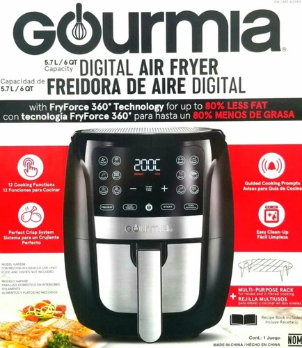 Gourmia, Freidora De Aire Digital, 5.7 Litros, Modelo Gaf698