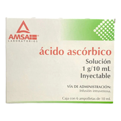 Ácido Ascórbico Inyectable 1g\u002F10ml AMSA 6 Ampolletas Solución | MercadoLibre