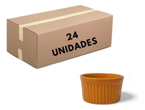 Kit 24 Ramequin Em Porcelana Canelado Laranja Oferta