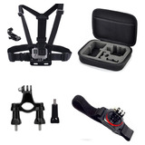 Kit Gopro Hero 10 9 8 7 5 Maleta Case Suporte Peito Bike