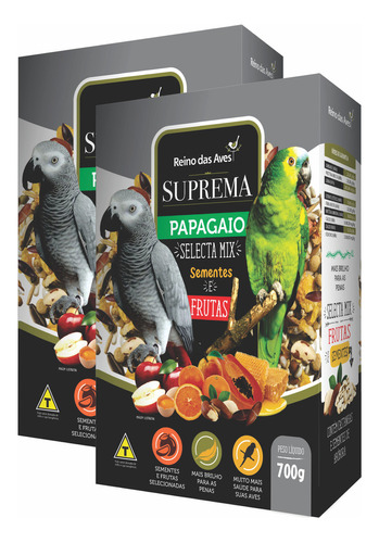 Reino Das Aves Suprema Selecta Mix Papagaio 700g Kit Com 2 Unidades