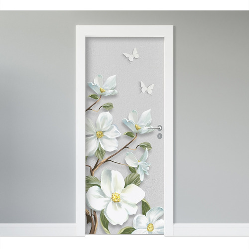 Adesivo Decorativo Para Portas - Borboletas E Flores