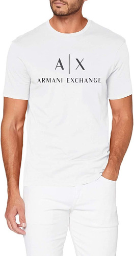 Playera Armani Exchange Original Negro Logo Ax Blanco Slim