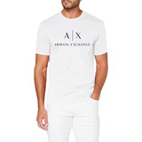 Playera Armani Exchange Original Negro Logo Ax Blanco Slim