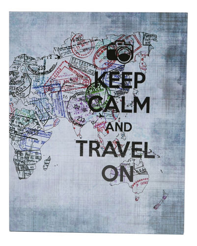 Álbum Para 200 Fotos 10x15 Capa Dura Keep Calm And Travel Cor Azul-claro Viagem