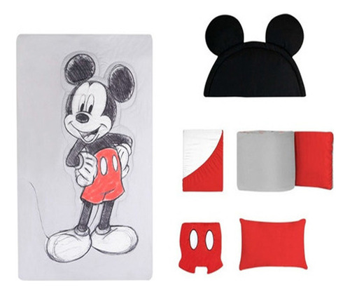 Set De Edredón Para Bebé 6 Piezas Talla Cama Cuna Corra Classic Mickey