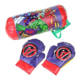 Kit Luva De Boxe Infantil Com Saco De Pancadas Vingadores