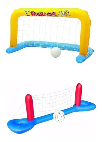 Combo Inflables Red Voley Arco Para Piletas Agua Juguete