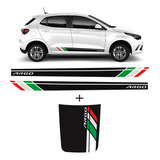 Kit Faixa Lateral Fiat Argo Itália E Adesivo Aplique Do Capô Cor Preto