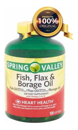 Spring Valley Fish, Flax & Borage Oil Softgels, 120 Cápsulas