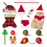 Christmas Cat Stocking Toys Costumes 11pcs Interactive ...