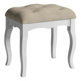 Puff Pelucia Para Sala Retangular Retro Suede Capitone Cor Branco/bege