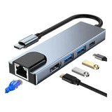 5 En 1 Usb Multipuerto Integrador, Hdmi, 2usb, Usb-c, Lan)