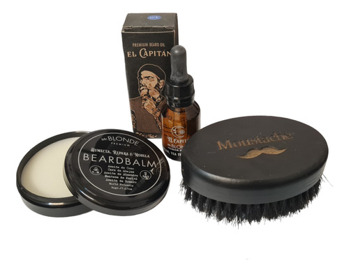 Kit Cuidado Barba Aceite Balsamo Mr Blonde + Cepillo Ovalado