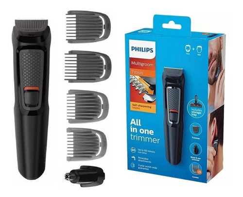 Multigroomer Philips Series 3000 Mg3711  Preto 100v/240v