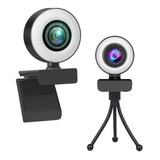 Cámara Web Webcam Para Pc Full Hd 1080 Luz Led Trípode Noga