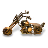 Motocicleta Moto Artesanal Metal Escala Choper Color Bronce