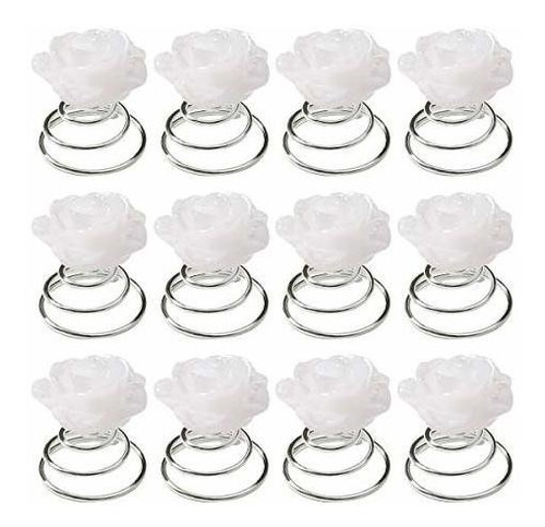 Horquillas - Horquillas - Lurrose 12pcs Glitter White Rose S