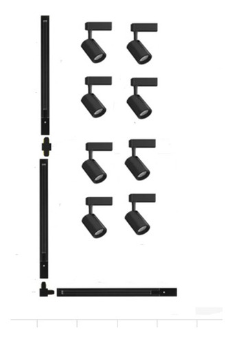 Luminária Trilho Eletrificado De 3m + 7 Spots Led 7w