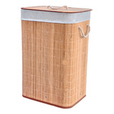 Cesto Em Bambu Premium Retangular 60cm Forrado Multiuso